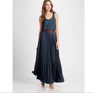 Navy Pleated Maxi Dress | Size M | Michael Kors